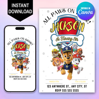 Paw Patrol Birthday Invitations - CreativeRino