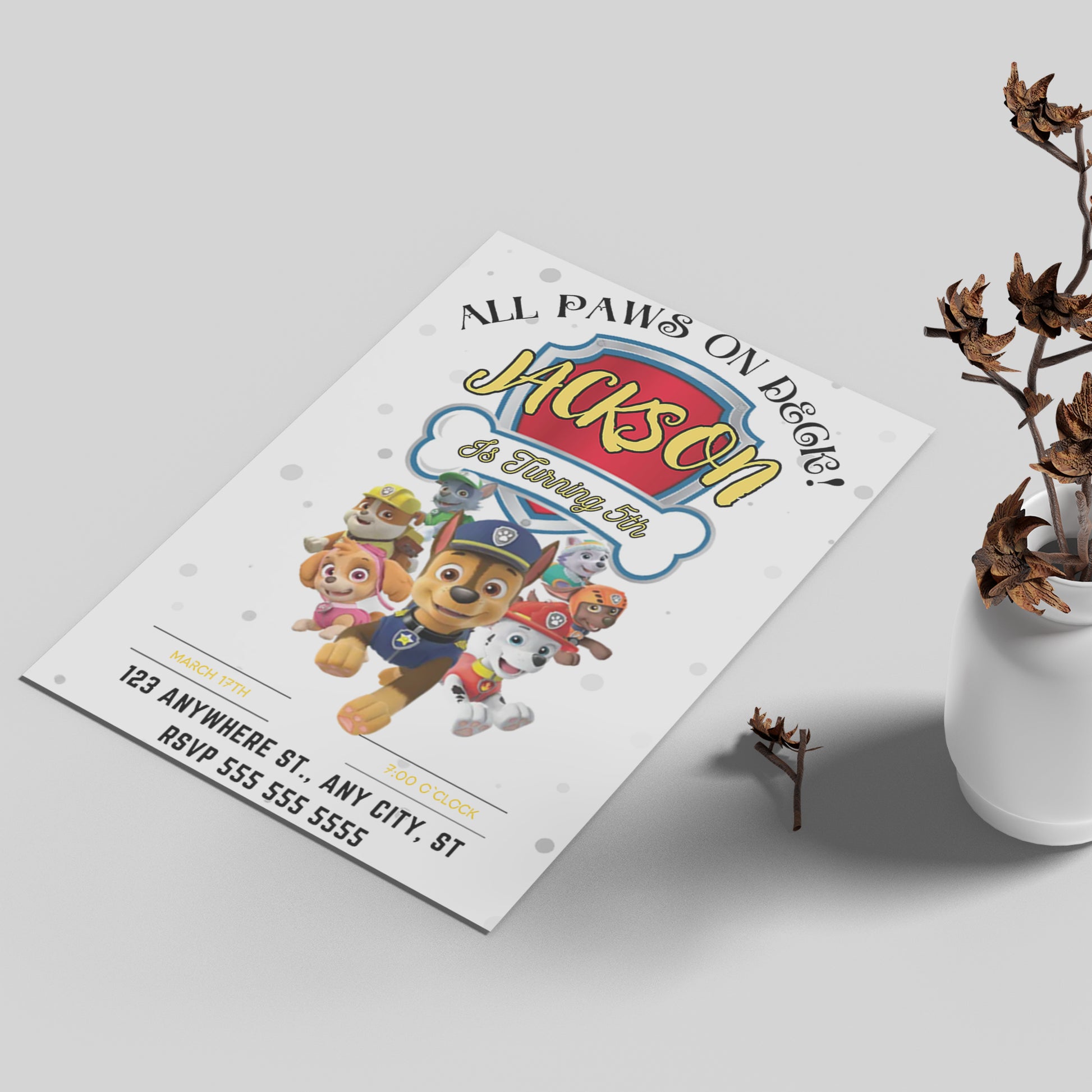 Paw Patrol Birthday Invitations - CreativeRino