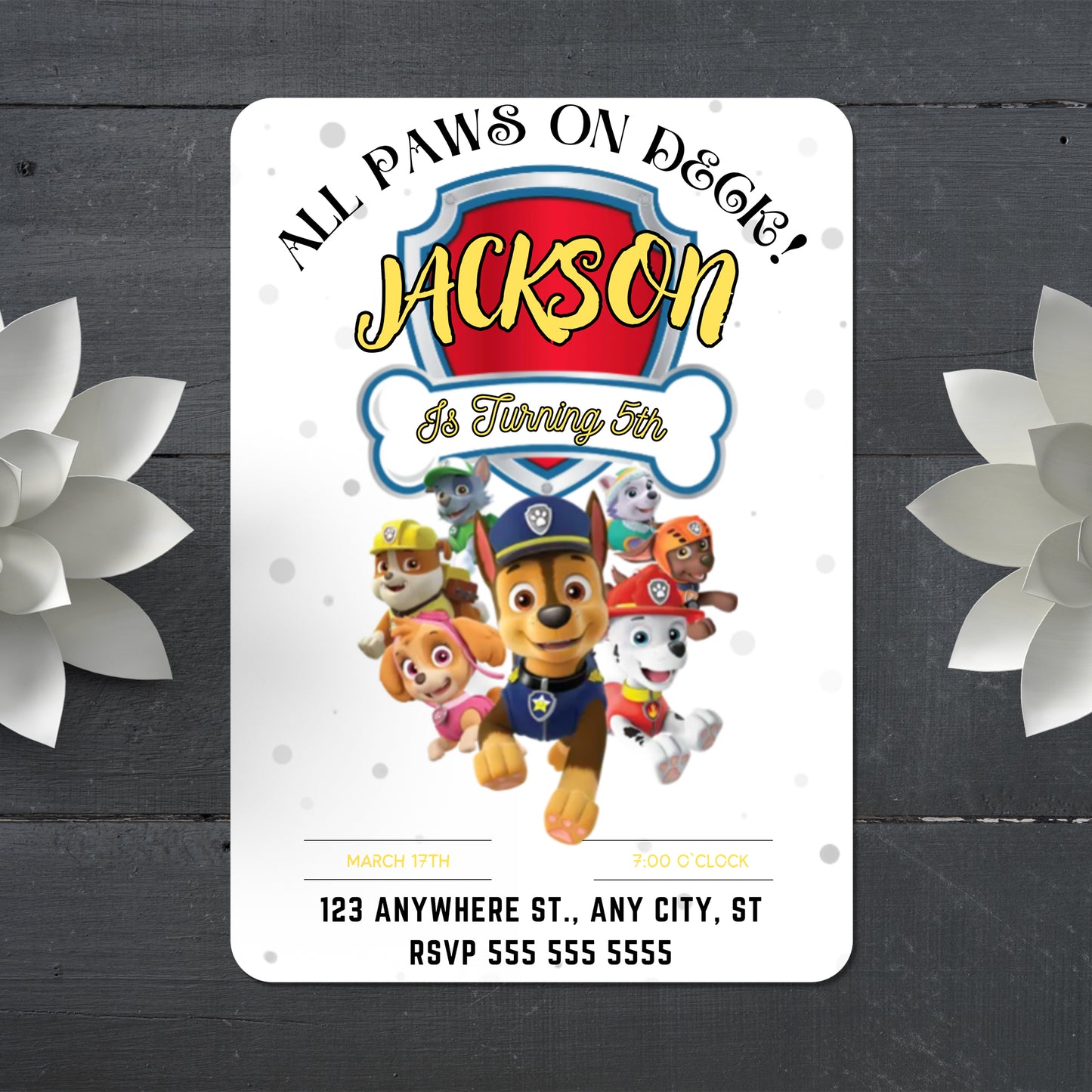 Paw Patrol Birthday Invitations - CreativeRino