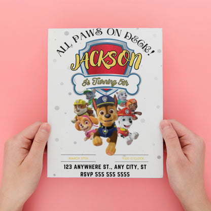 Paw Patrol Birthday Invitations - CreativeRino