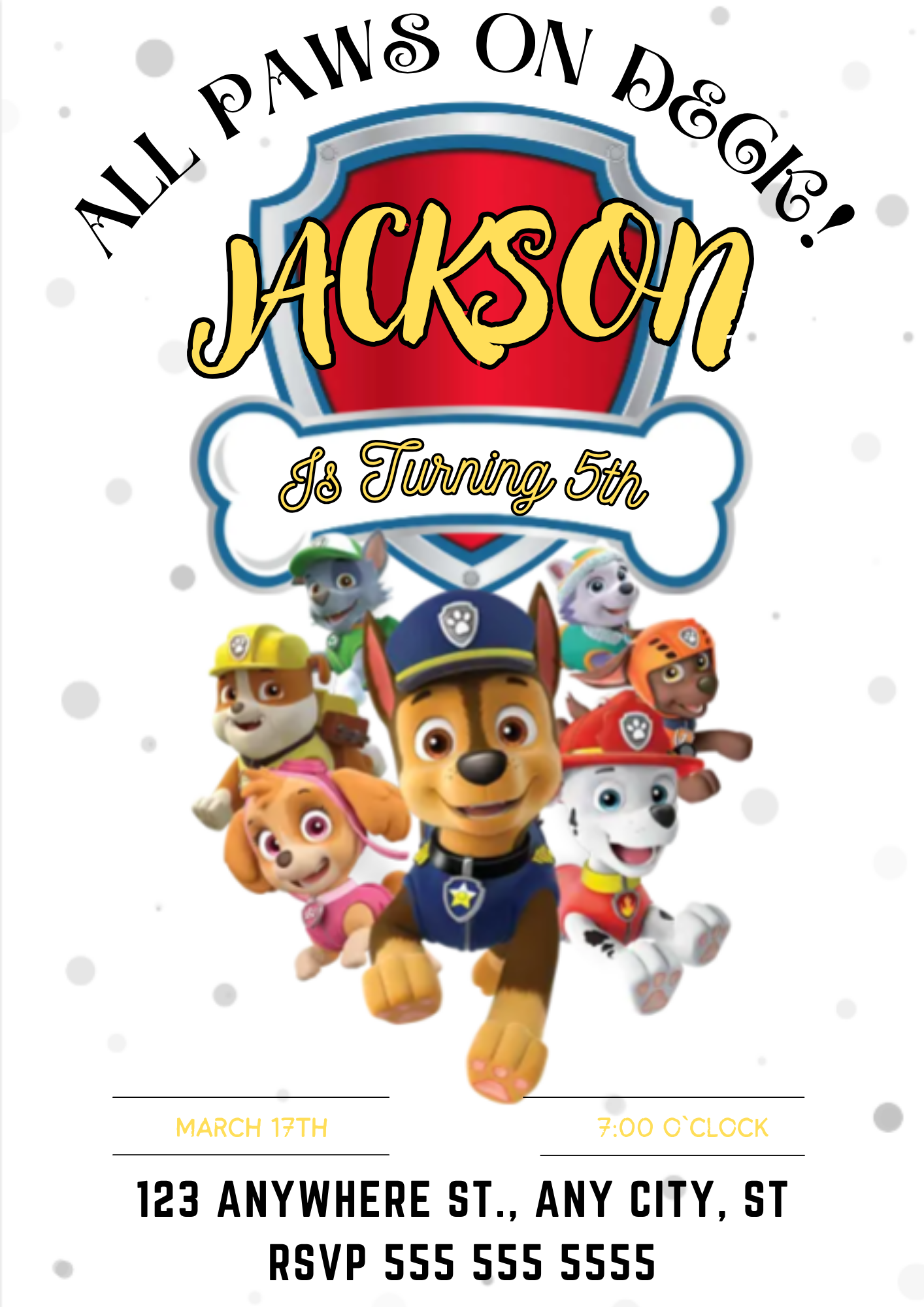 Paw Patrol Birthday Invitations - CreativeRino