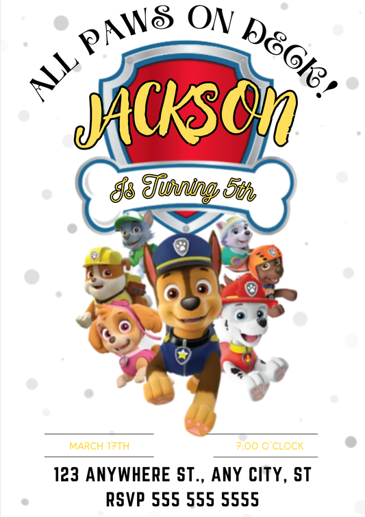 Paw Patrol Birthday Invitations - CreativeRino