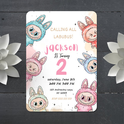 Labubu Birthday Invitation Template - CreativeRino