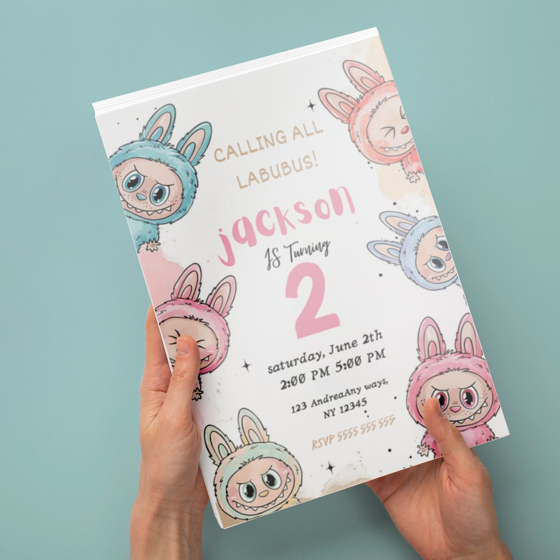Labubu Birthday Invitation Template - CreativeRino
