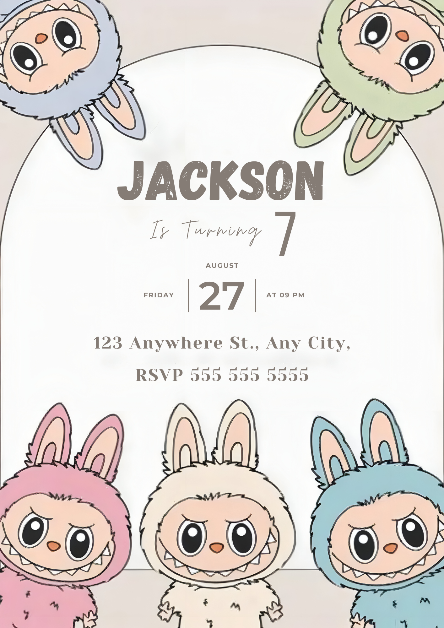 Editable Labubu Party Invite - CreativeRino