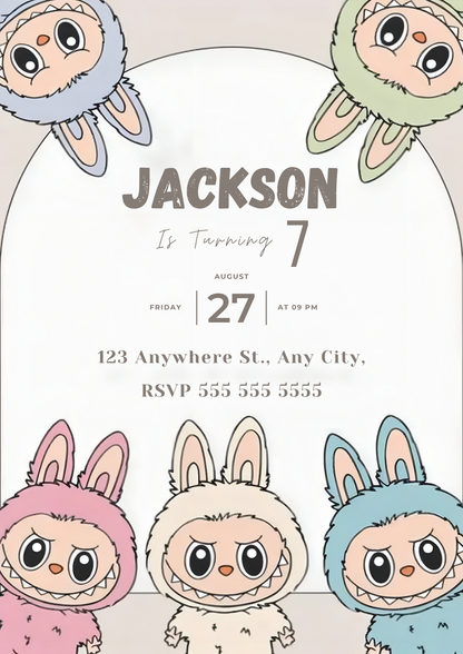 Editable Labubu Party Invite - CreativeRino