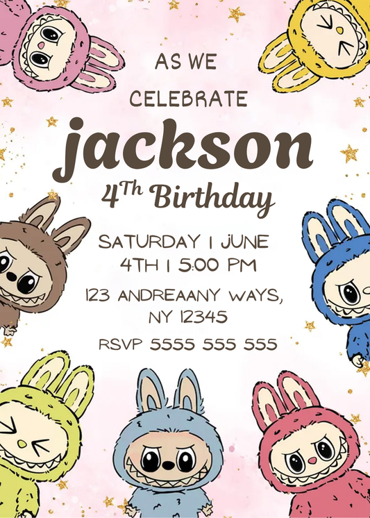 Labubu Birthday Invite for Kids - CreativeRino
