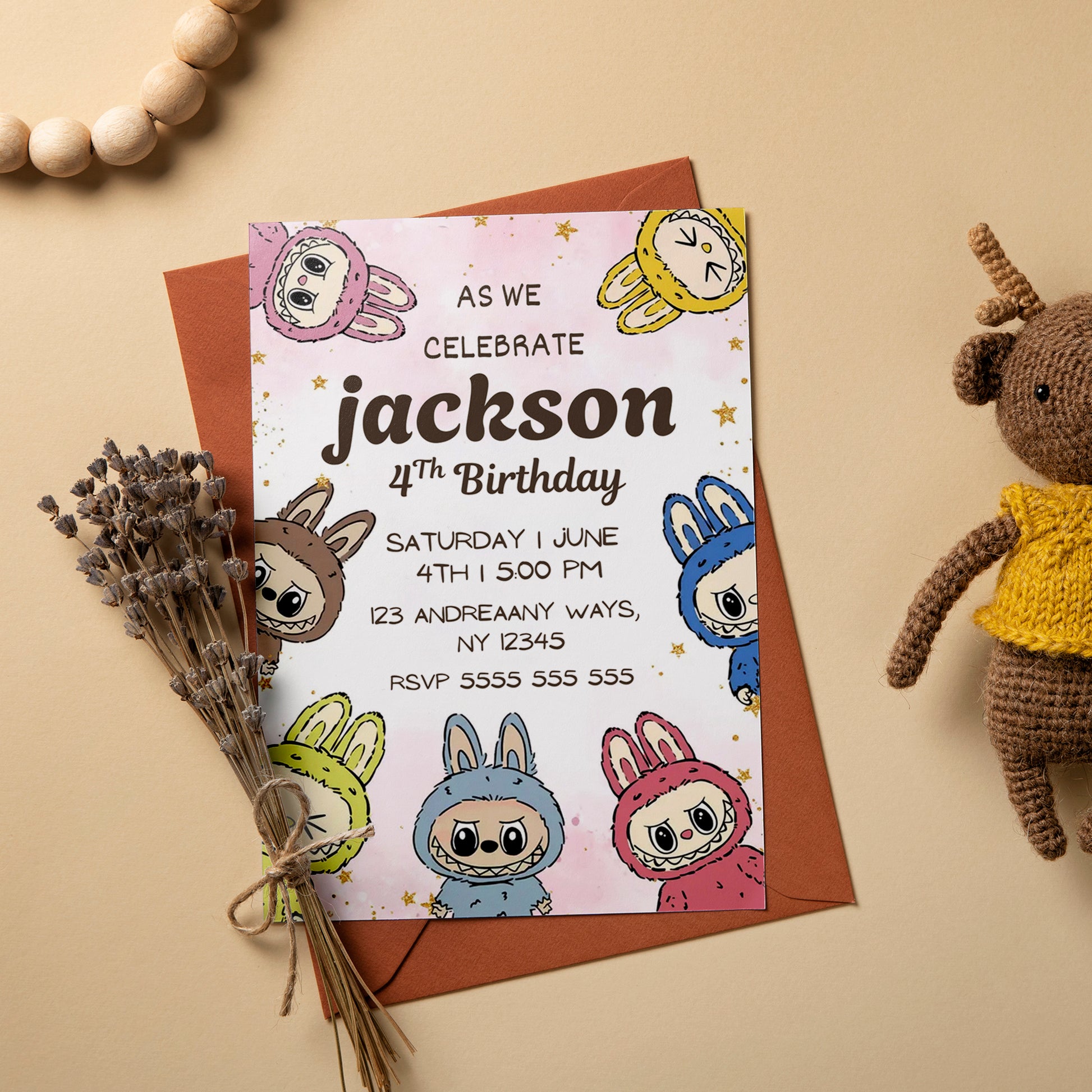 Labubu Birthday Invite for Kids - CreativeRino