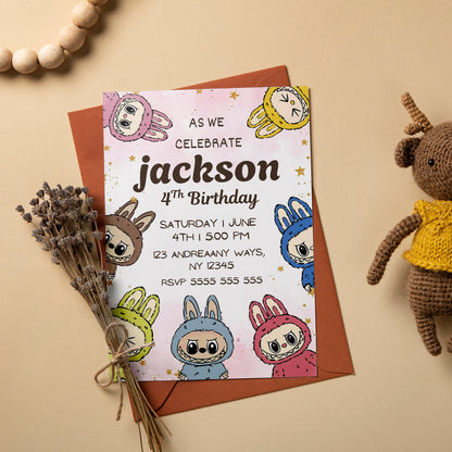 Labubu Birthday Invite for Kids - CreativeRino