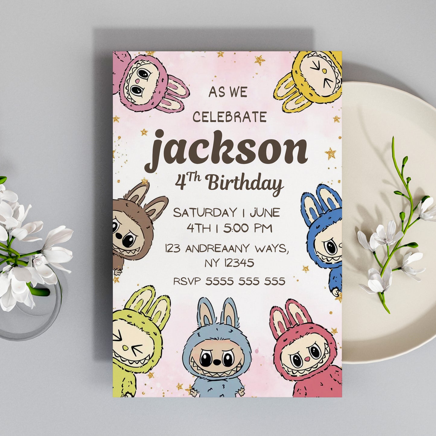 Labubu Birthday Invite for Kids - CreativeRino