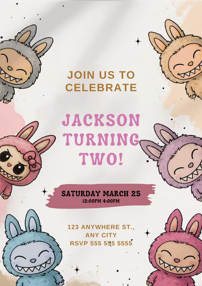 Cute Labubu Theme Invitation - CreativeRino