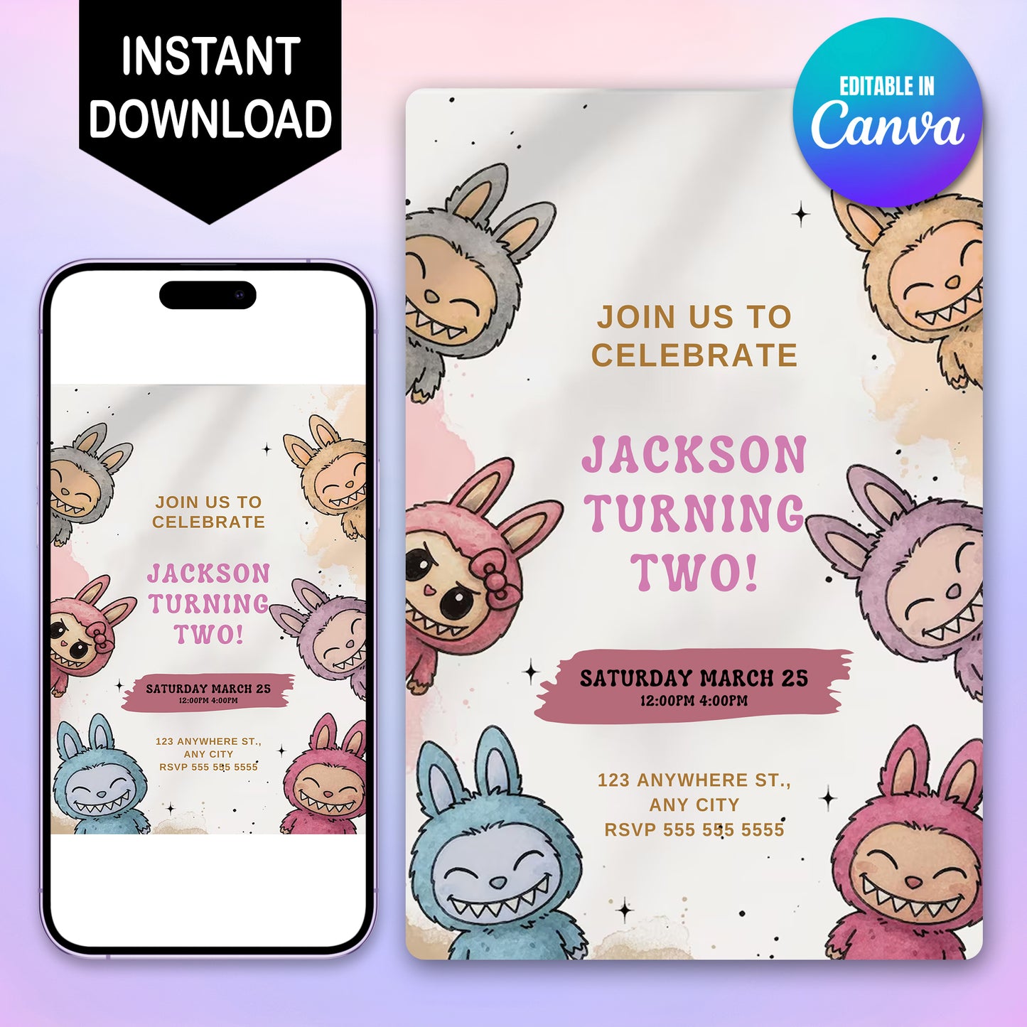 Cute Labubu Theme Invitation - CreativeRino