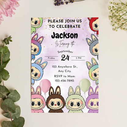 Labubu Inspired Birthday Template - CreativeRino