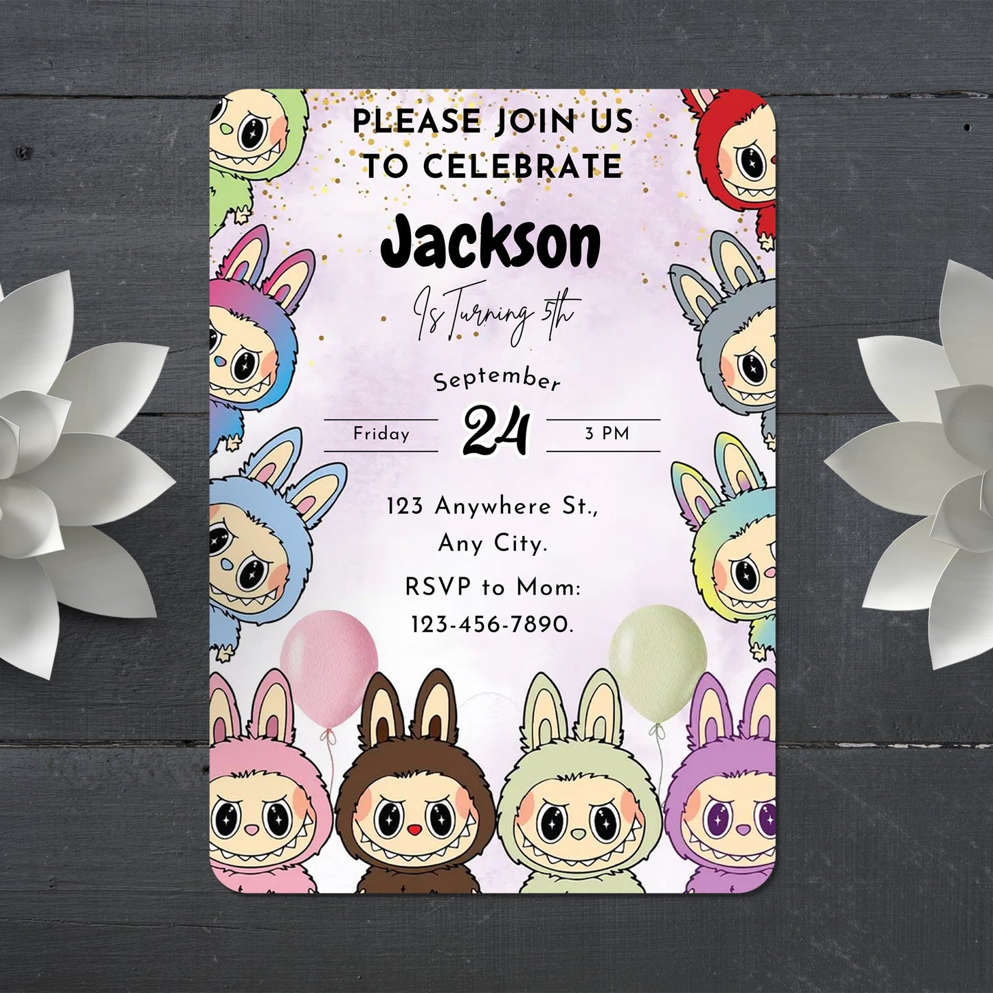 Labubu Inspired Birthday Template - CreativeRino