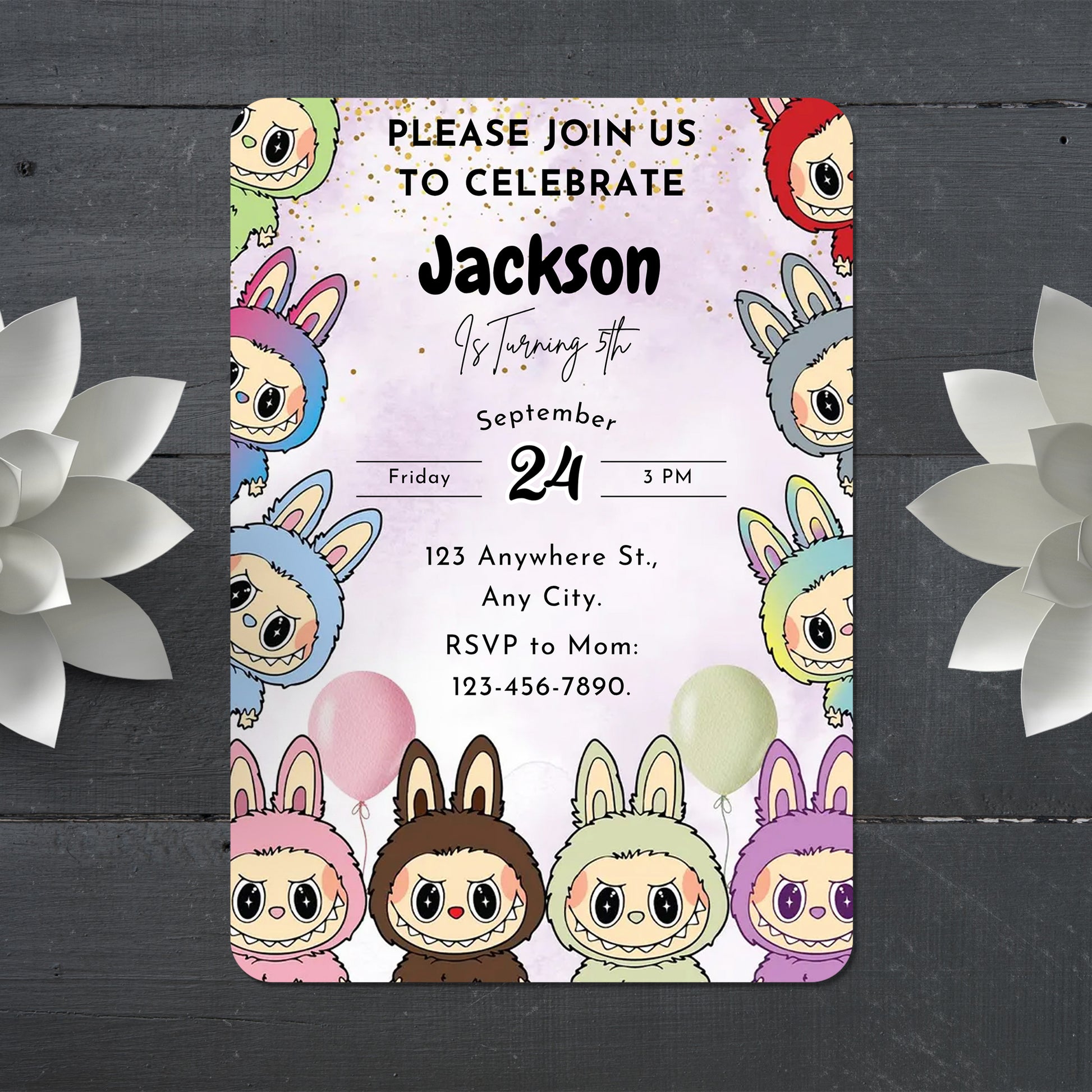 Labubu Inspired Birthday Template - CreativeRino