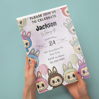Labubu Inspired Birthday Template - CreativeRino