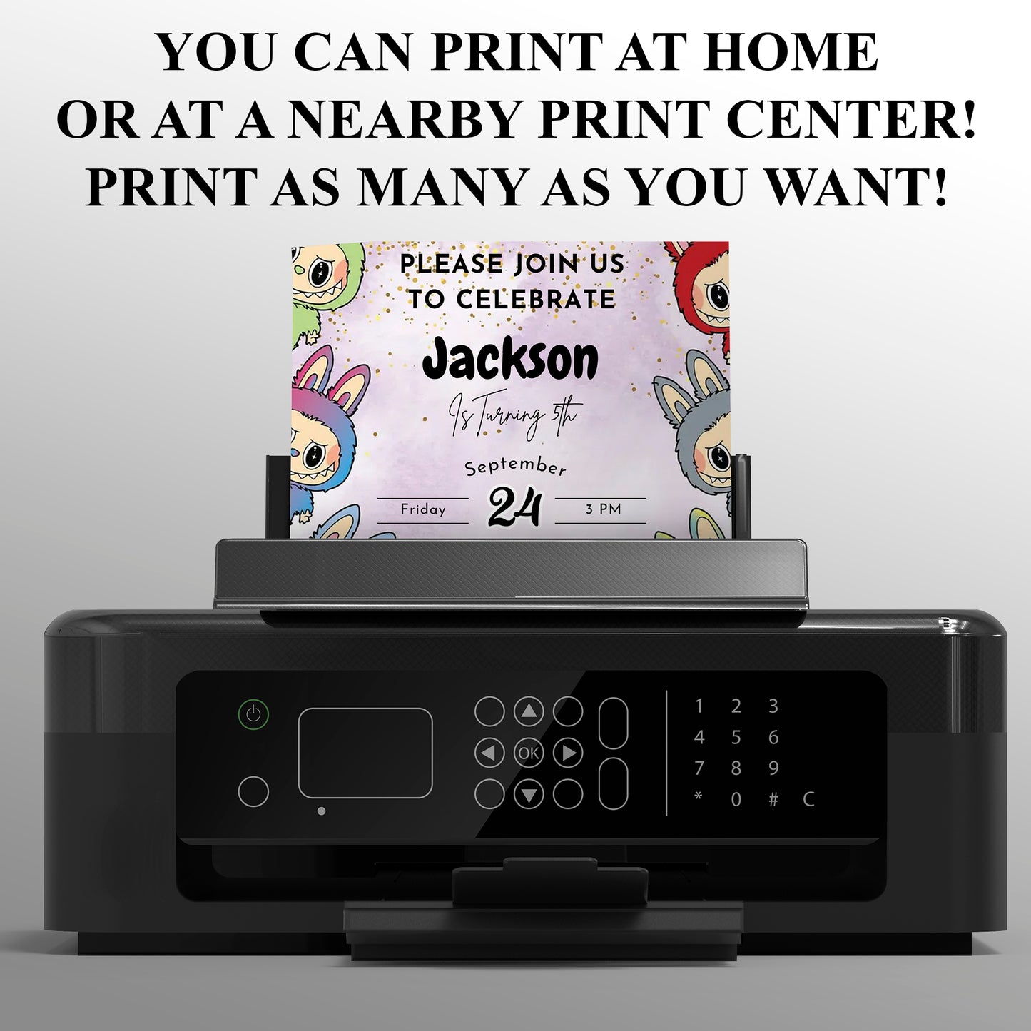 Labubu Inspired Birthday Template - CreativeRino