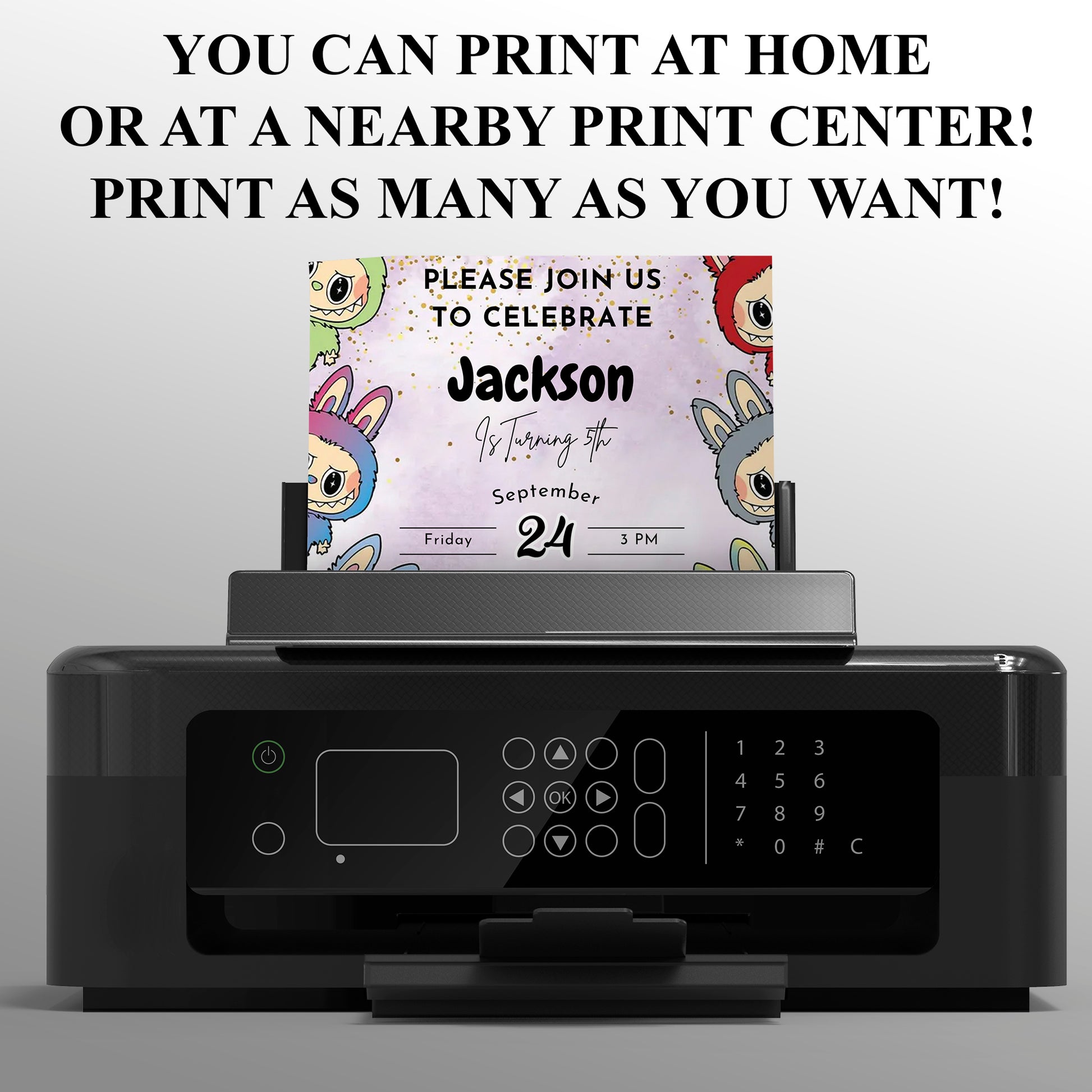 Labubu Inspired Birthday Template - CreativeRino