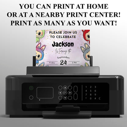 Labubu Inspired Birthday Template - CreativeRino