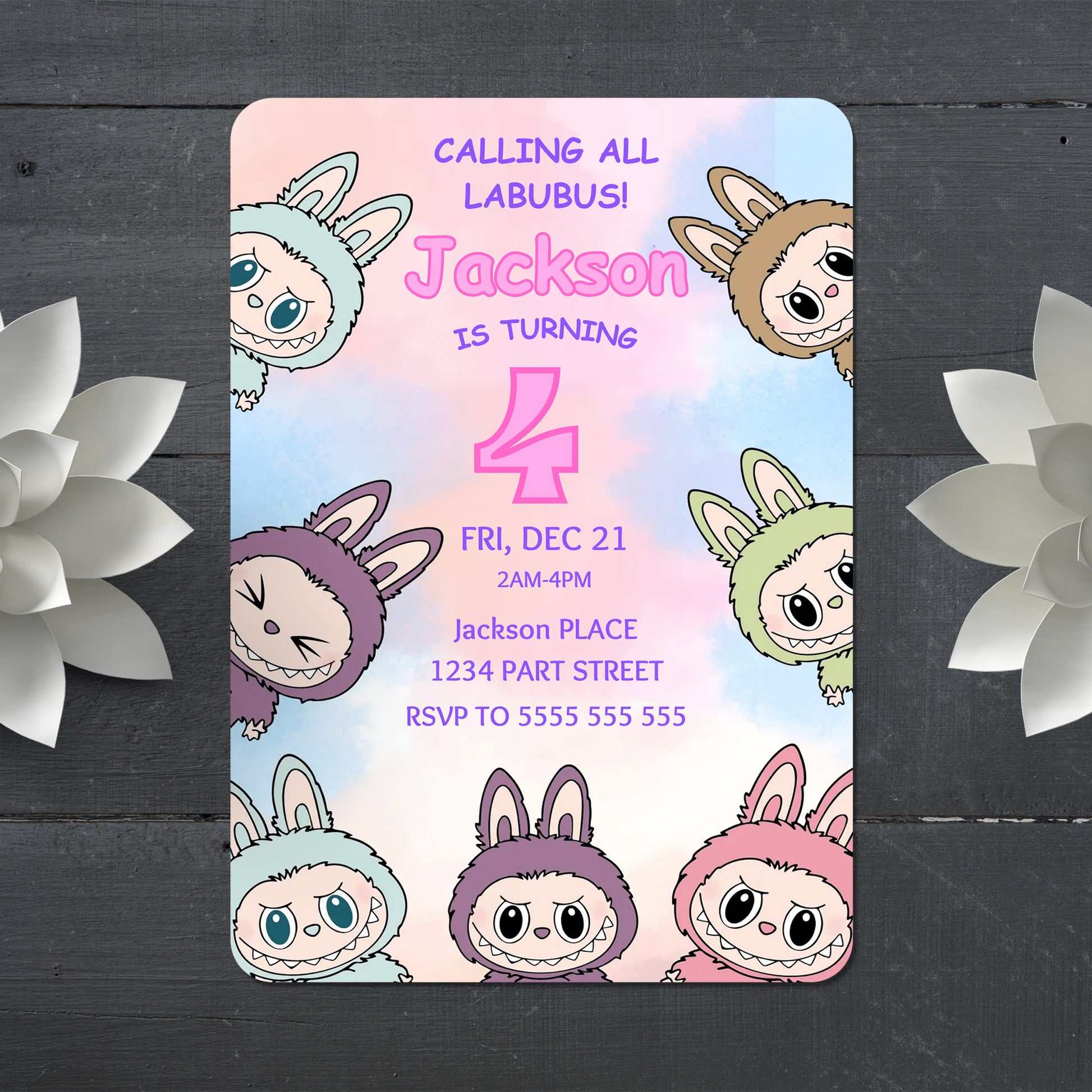 Labubu Printable Party Invitation - CreativeRino