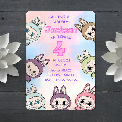 Labubu Printable Party Invitation - CreativeRino