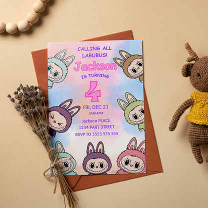 Labubu Printable Party Invitation - CreativeRino