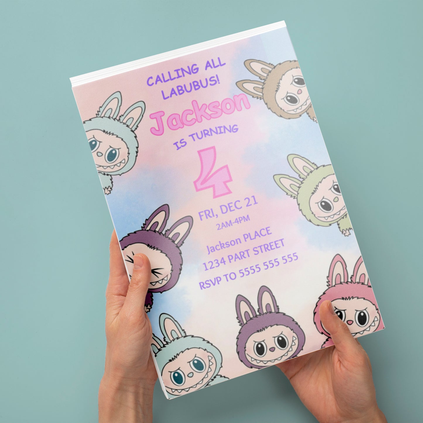 Labubu Printable Party Invitation - CreativeRino