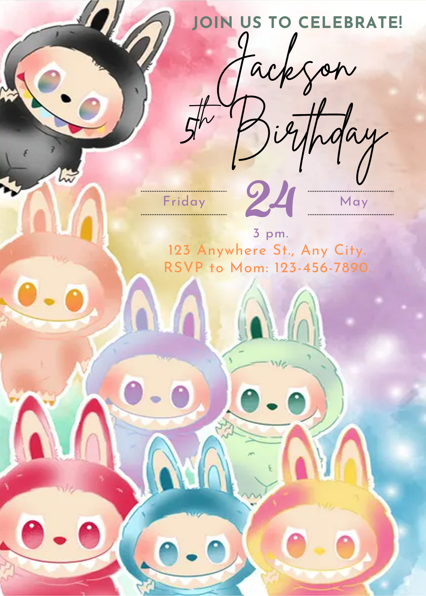 Labubu Birthday Party Instant Download - CreativeRino