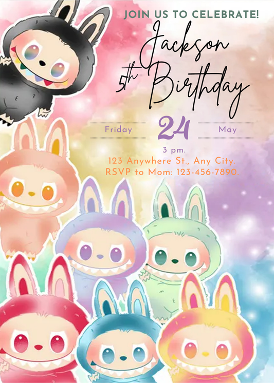 Labubu Birthday Party Instant Download - CreativeRino