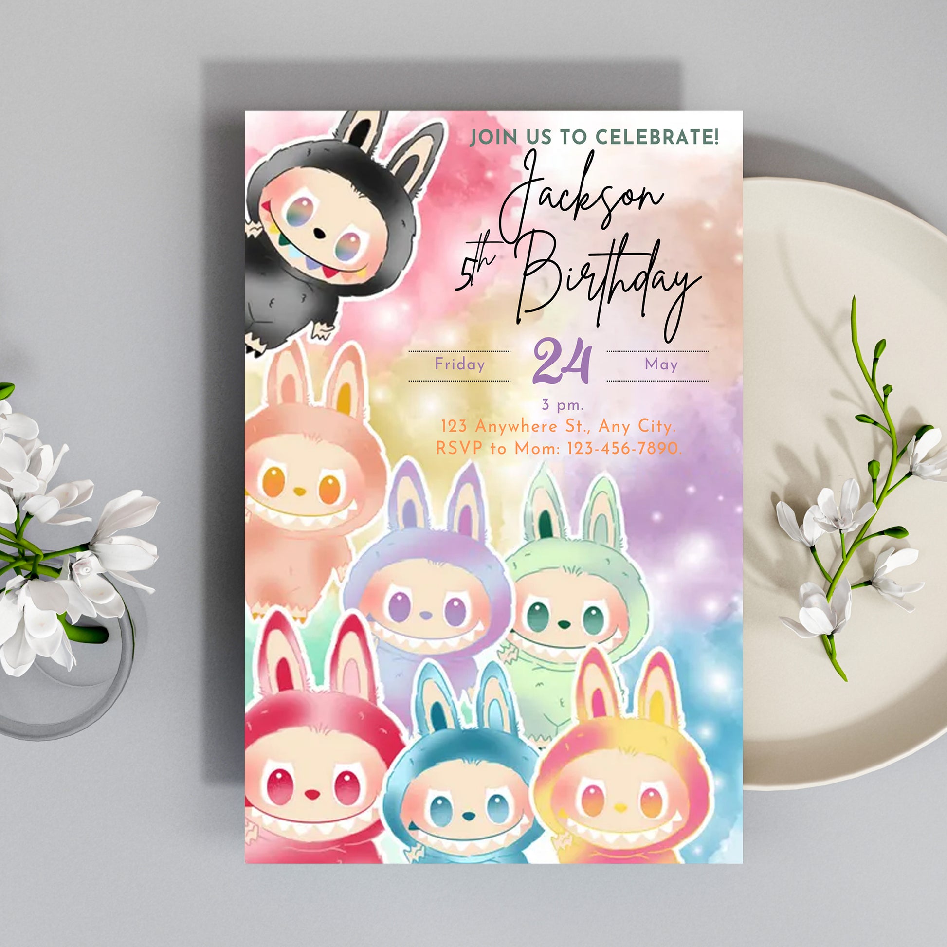 Labubu Birthday Party Instant Download - CreativeRino