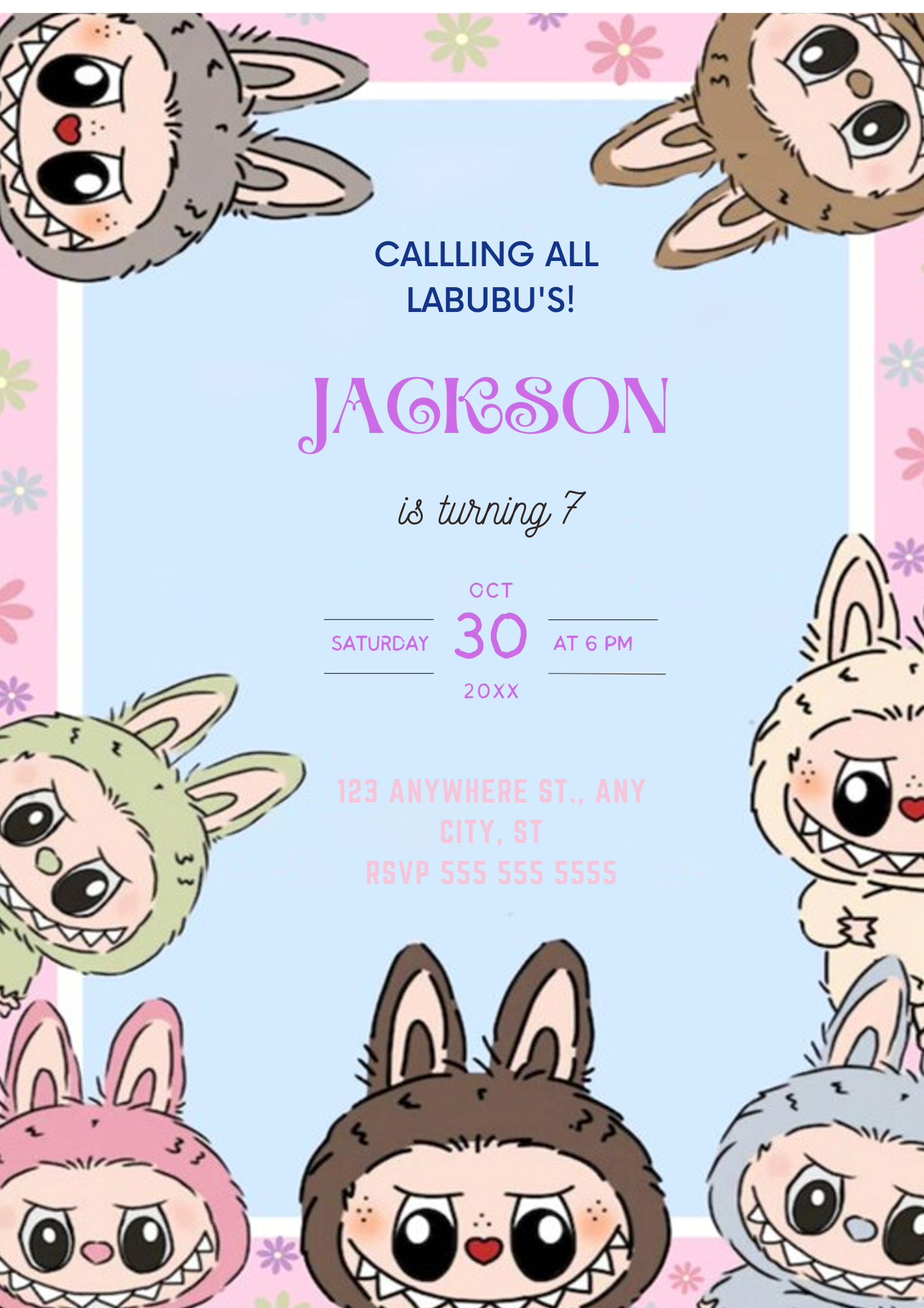 Labubu Birthday Party Invitation - CreativeRino