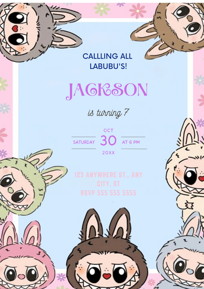 Labubu Birthday Party Invitation - CreativeRino