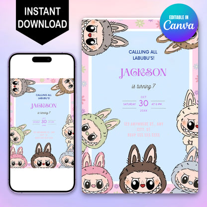 Labubu Birthday Party Invitation - CreativeRino