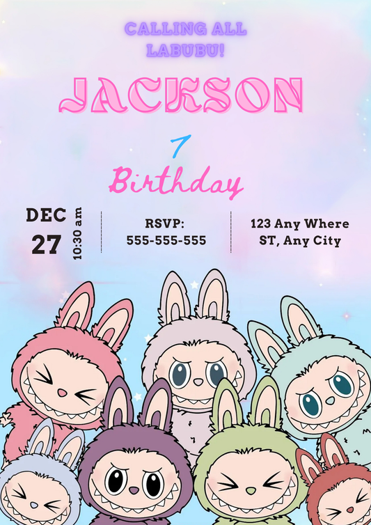 Labubu Character Birthday Template - CreativeRino