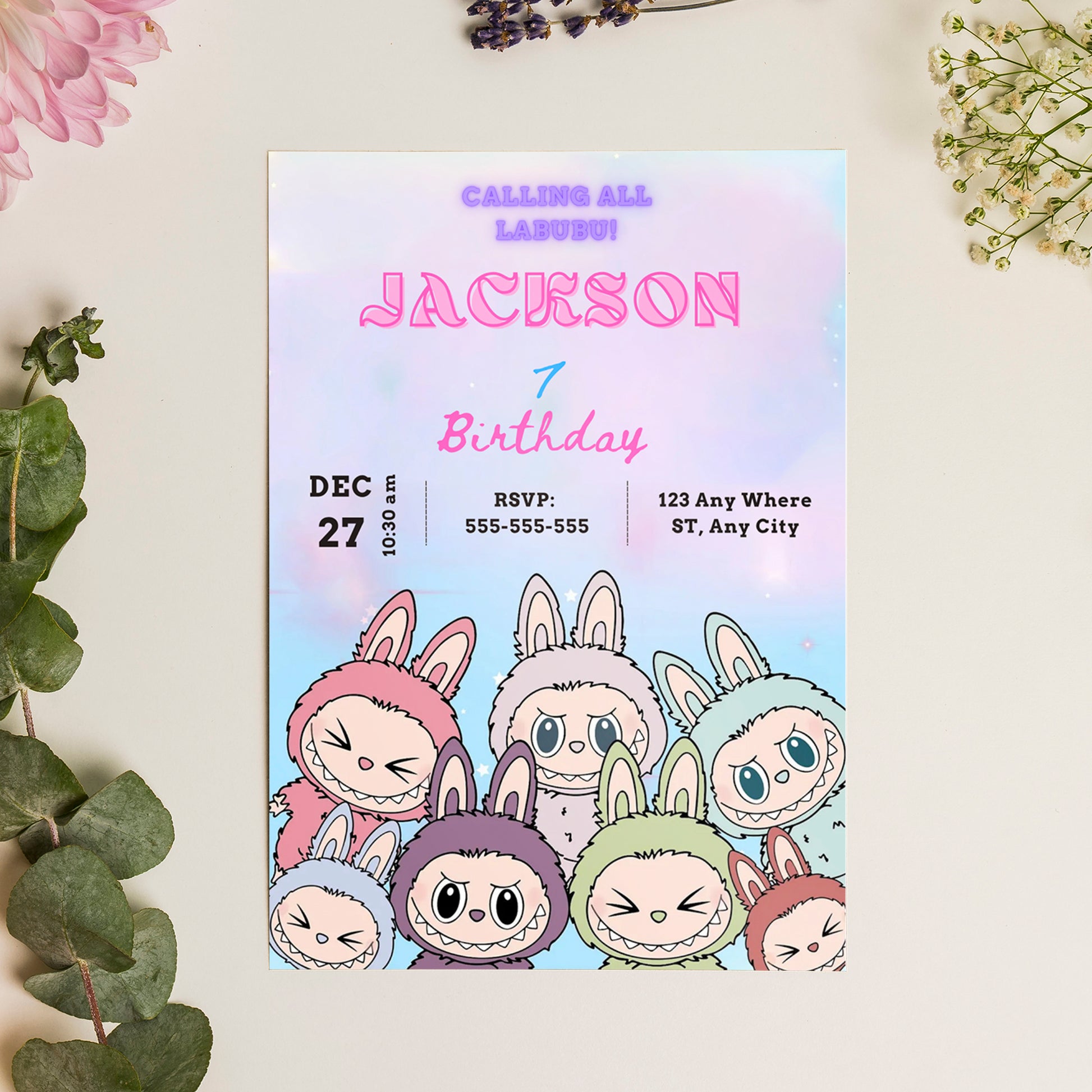 Labubu Character Birthday Template - CreativeRino