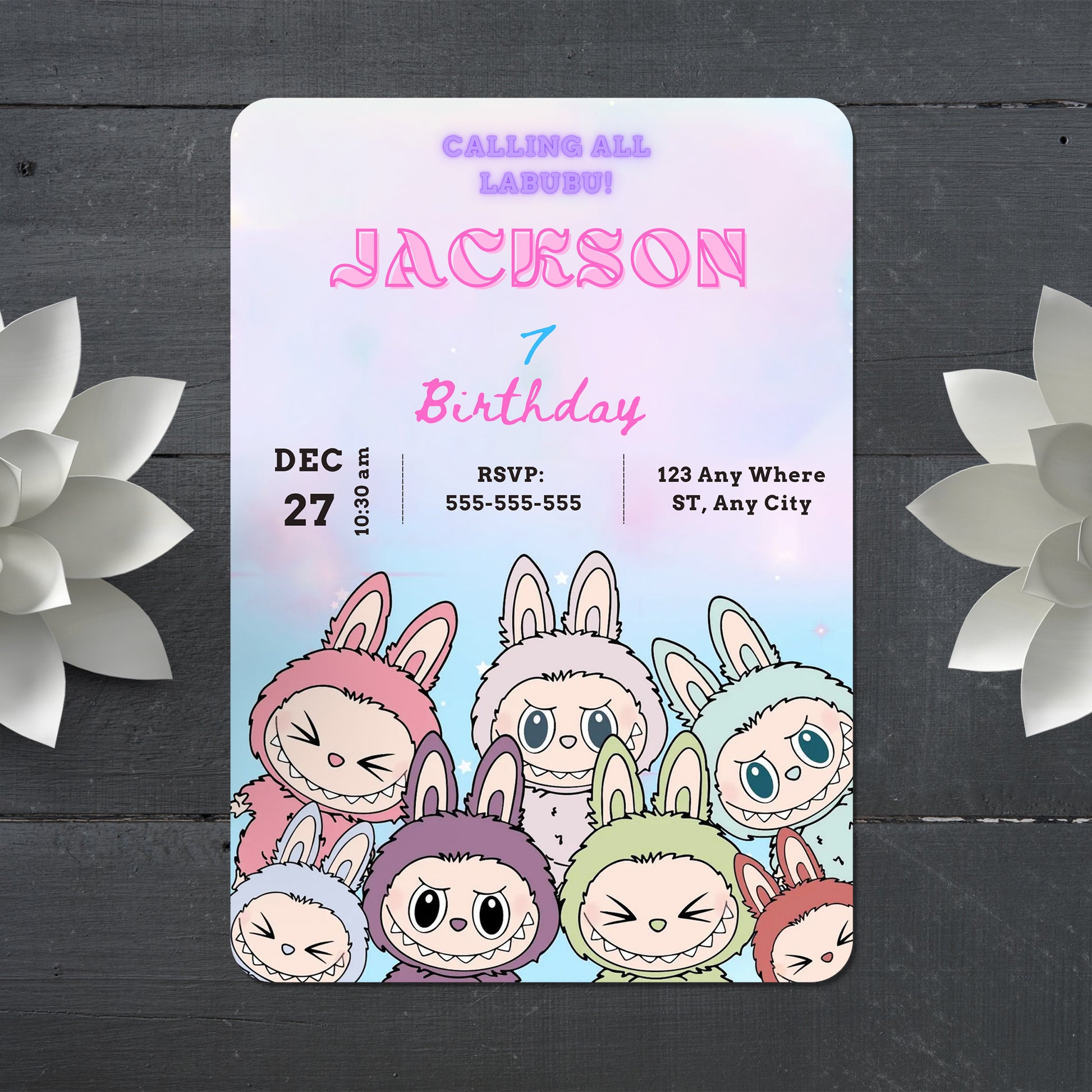 Labubu Character Birthday Template - CreativeRino