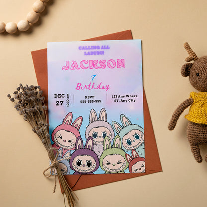 Labubu Character Birthday Template - CreativeRino