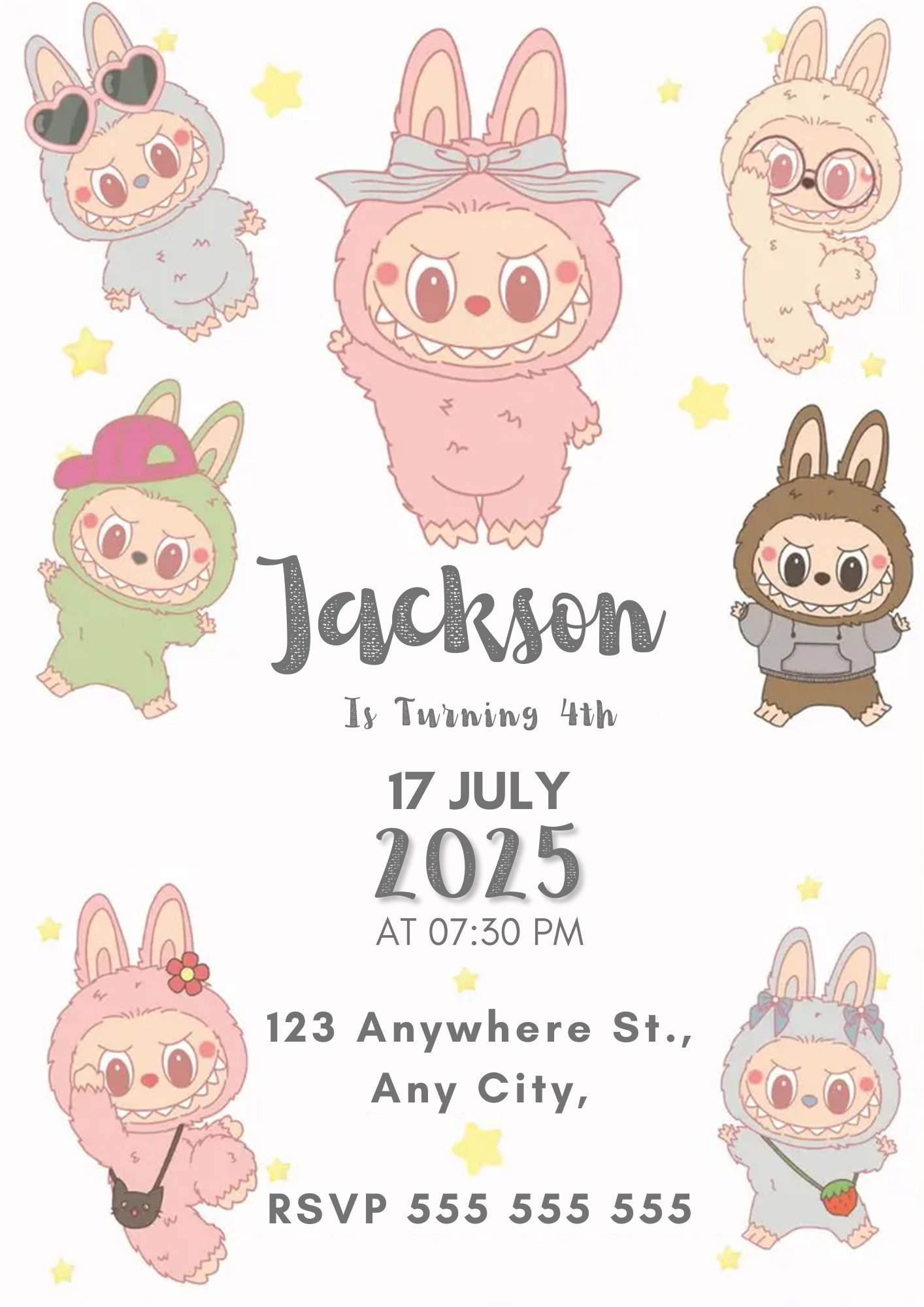 Labubu Digital Invitation for Kids - CreativeRino