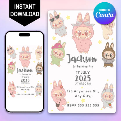 Labubu Digital Invitation for Kids - CreativeRino