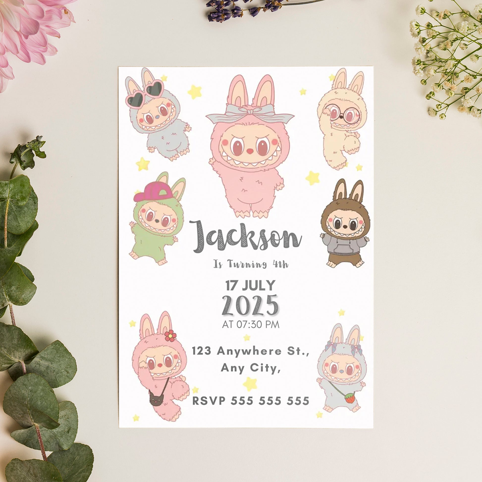 Labubu Digital Invitation for Kids - CreativeRino