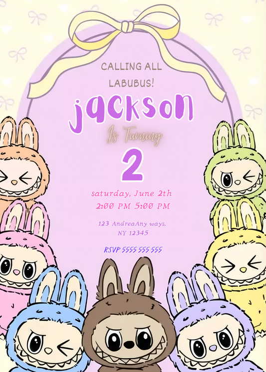 Fun Labubu Party Invite Template - CreativeRino