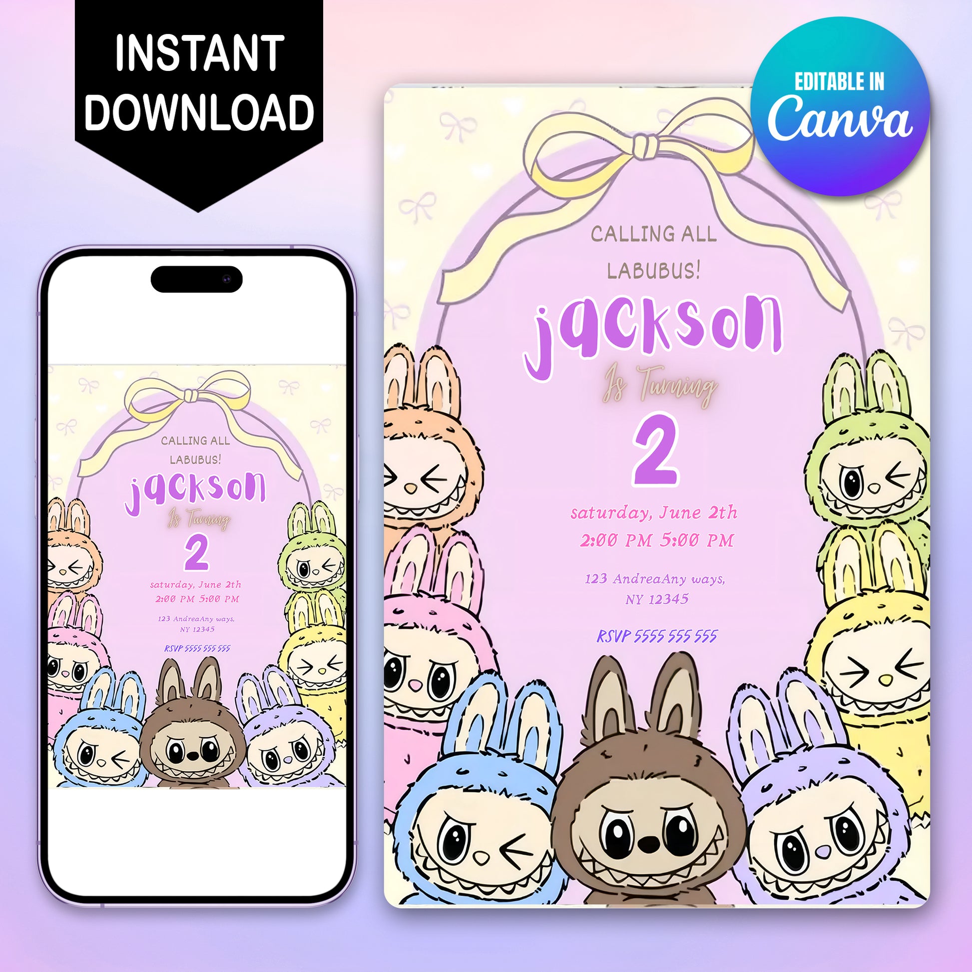 Fun Labubu Party Invite Template - CreativeRino