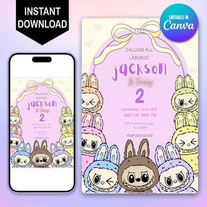 Fun Labubu Party Invite Template - CreativeRino