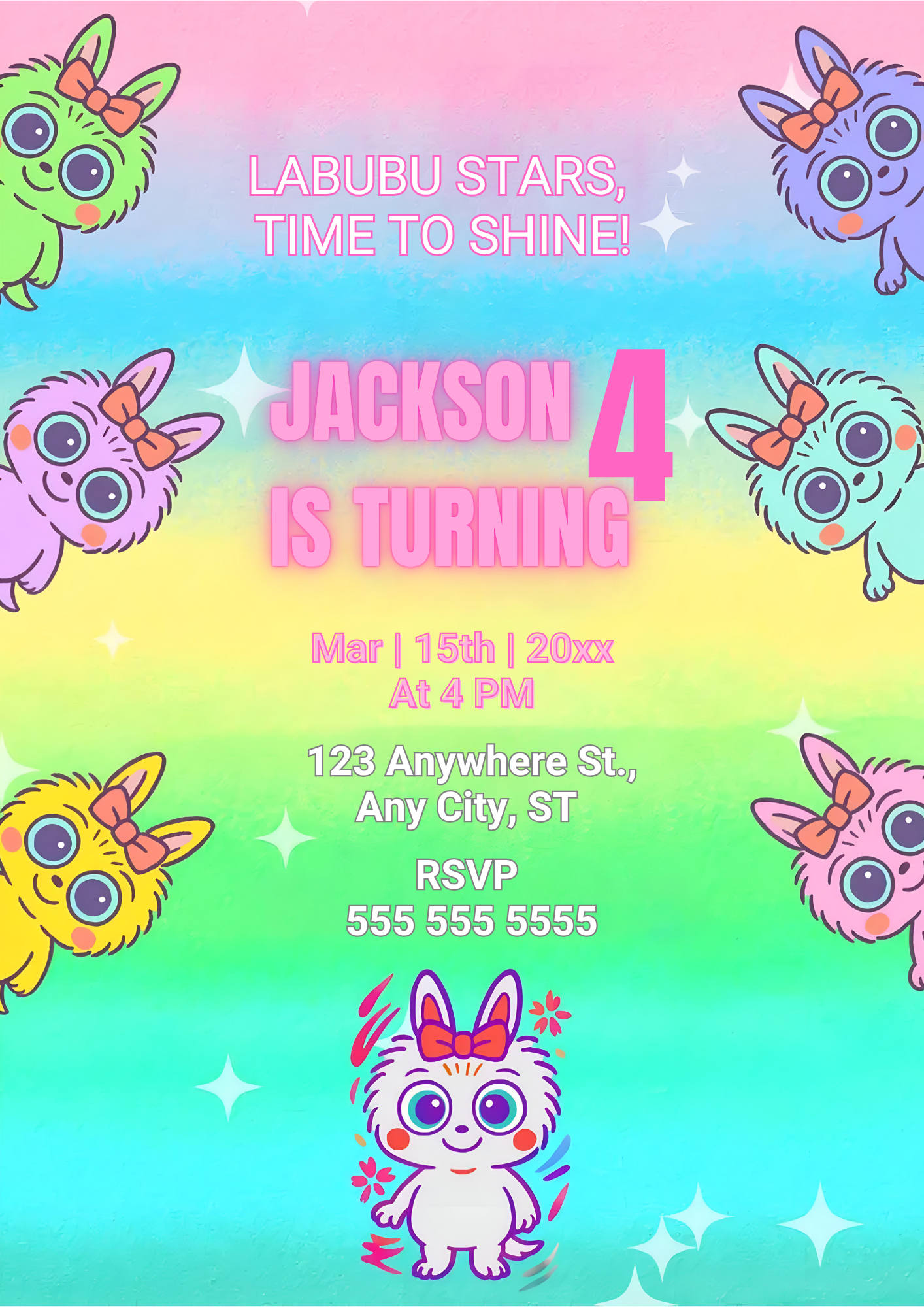 Unique Labubu Kids Birthday Invite - CreativeRino
