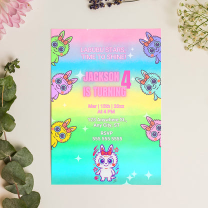 Unique Labubu Kids Birthday Invite - CreativeRino