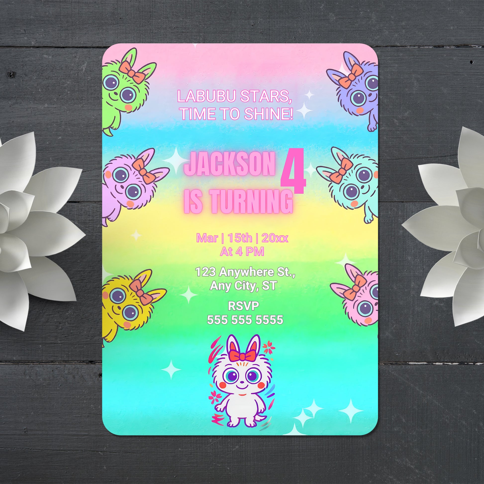 Unique Labubu Kids Birthday Invite - CreativeRino