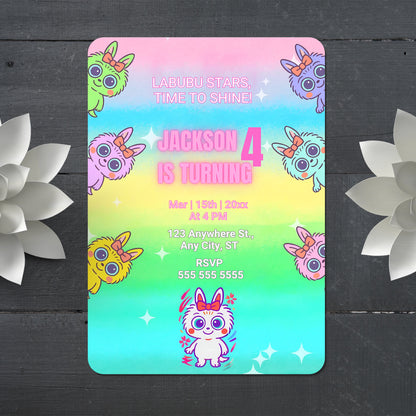 Unique Labubu Kids Birthday Invite - CreativeRino