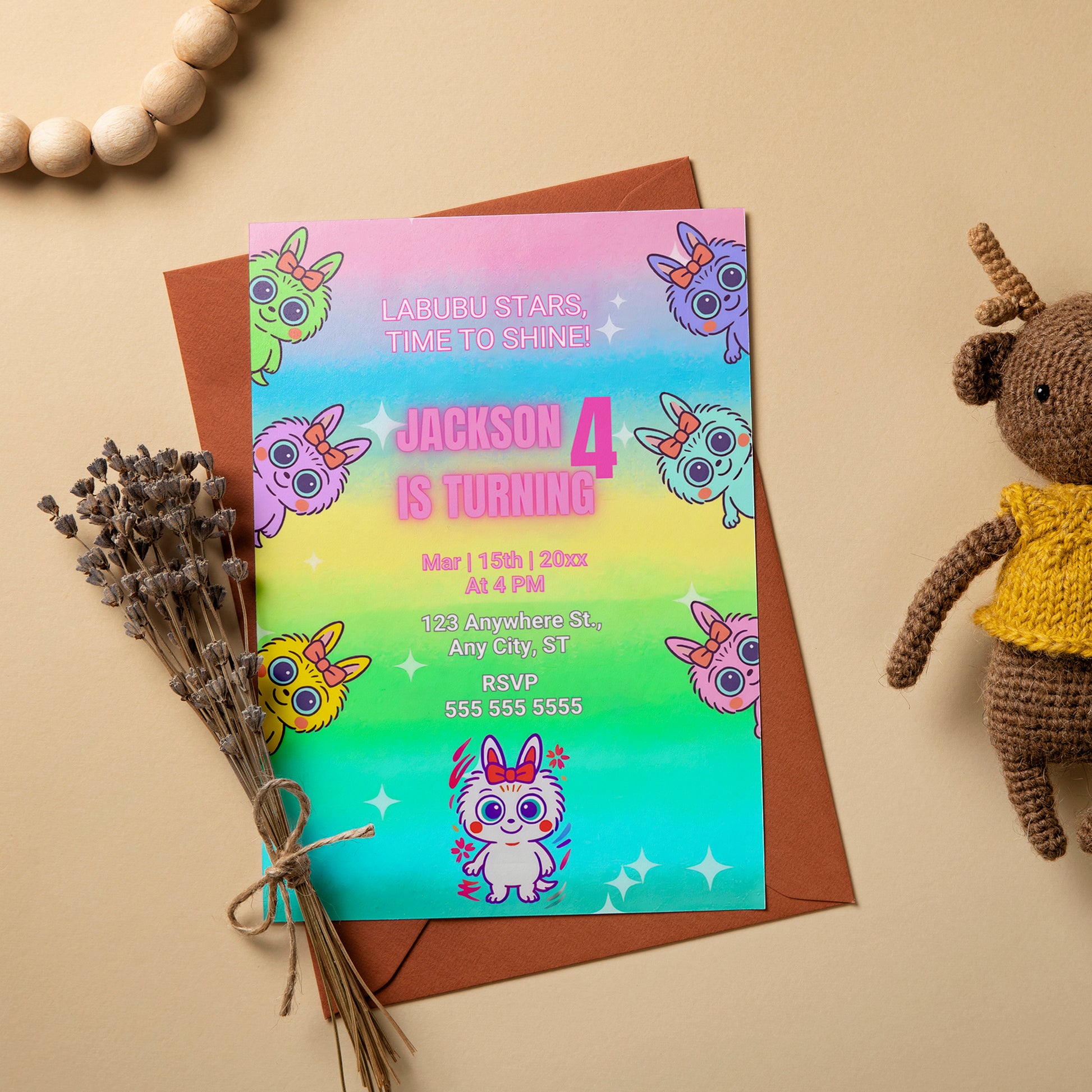 Unique Labubu Kids Birthday Invite - CreativeRino