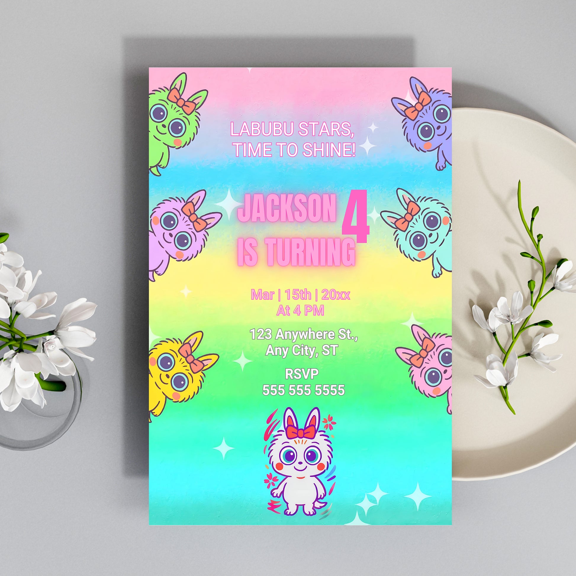 Unique Labubu Kids Birthday Invite - CreativeRino