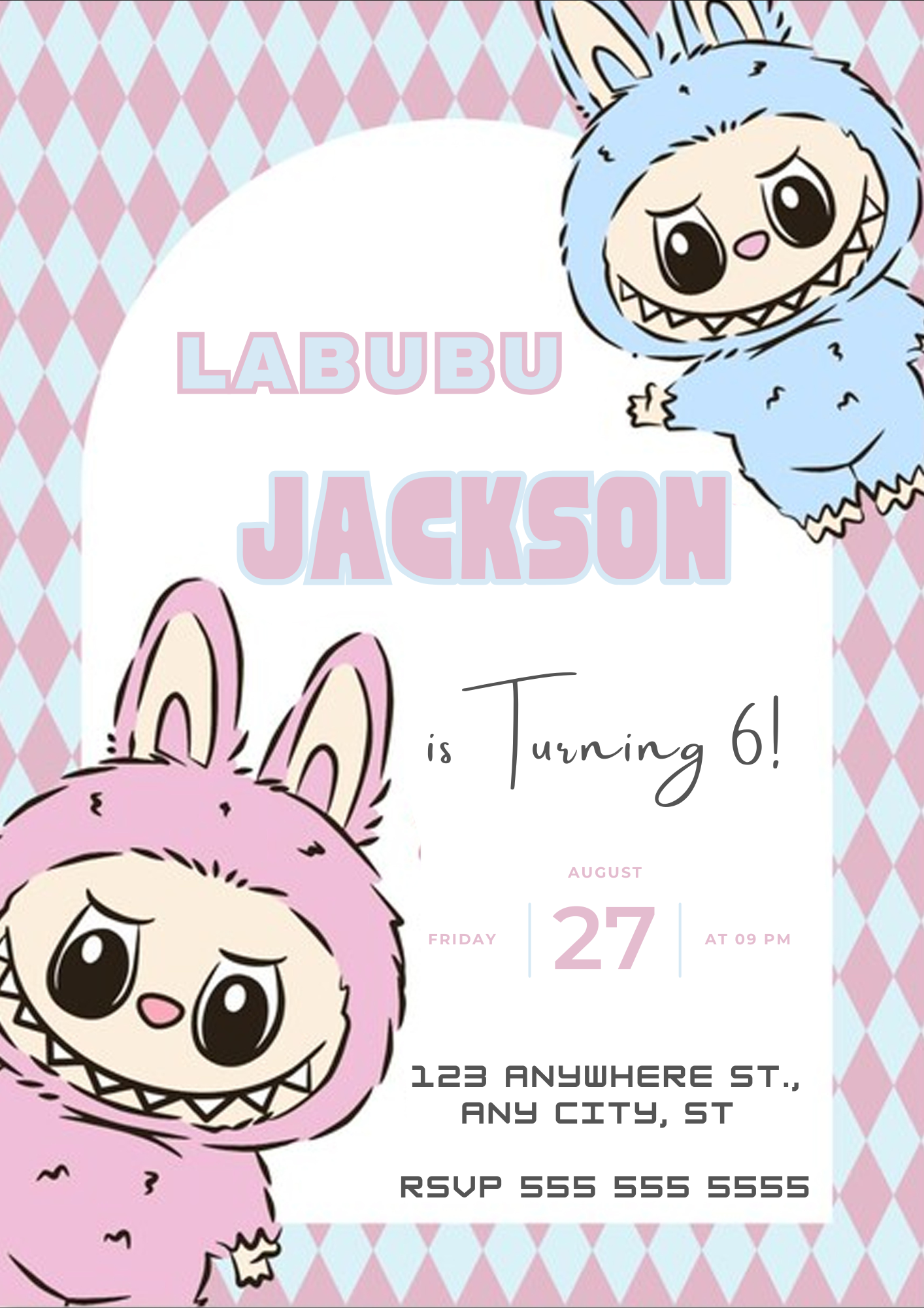 Labubu Printable Birthday Card - CreativeRino